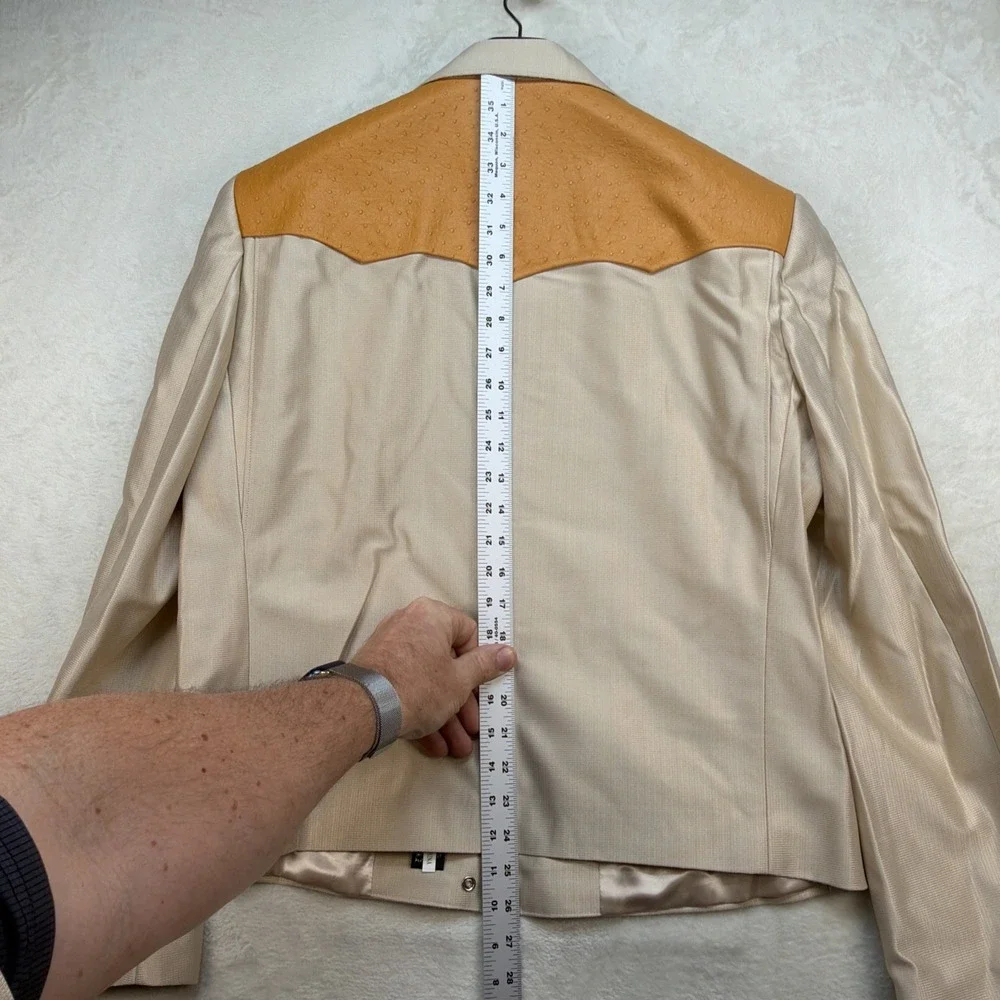 Vintage Western Cowboy Suit Pearl Snap Rodeo Rockabilly Stage Tan 46x38